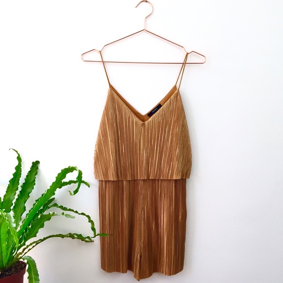 Forever 21 Pants - Gold pleated romper